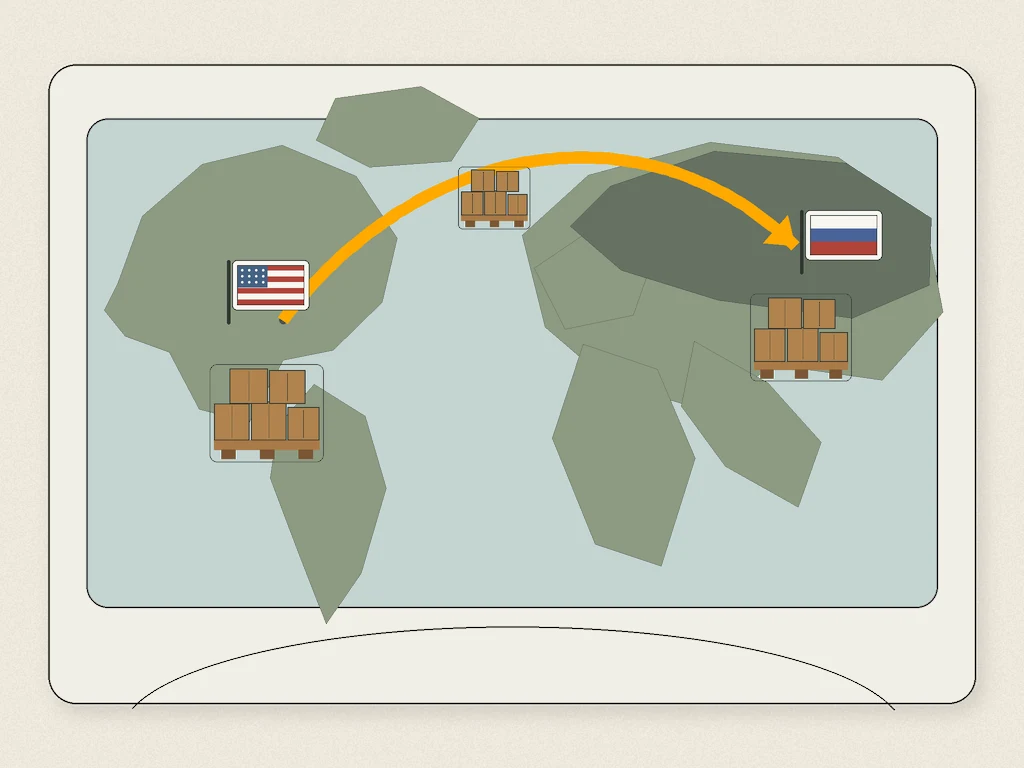 Перевозки паллет из США в Россию
